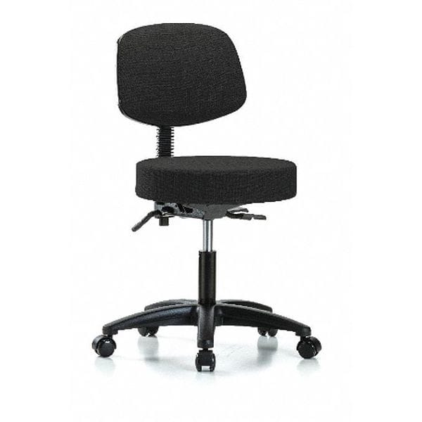 Blue Ridge Ergonomics Desk Stool, Fabric, Bk, Tilt Casters, Blk - BR-FDHST-RG-T1-RC-F42