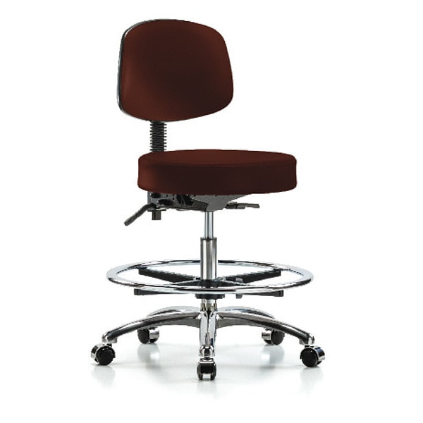 Blue Ridge Ergonomics Bench Stool, Med, Vin, Bk, Chrm, Cast, Burg - BR-VMBST-CR-T0-CF-CC-8569