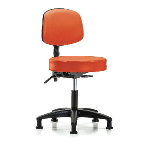 Blue Ridge Ergonomics Desk Stool, Vinyl, Bk, Glides, Orange - BR-VDHST-RG-T0-RG-8613