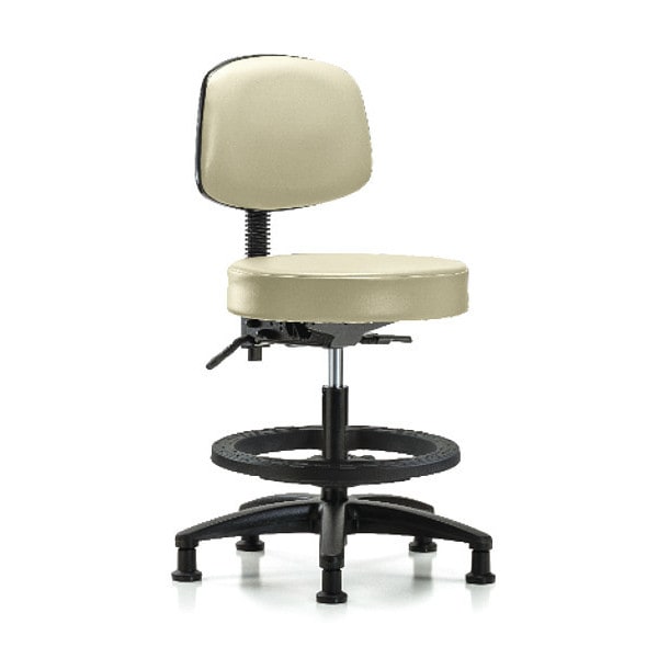Blue Ridge Ergonomics Bench Stool, Med, Vin, Bk, BF, Glides, Wht - BR-VMBST-RG-T0-BF-RG-8501