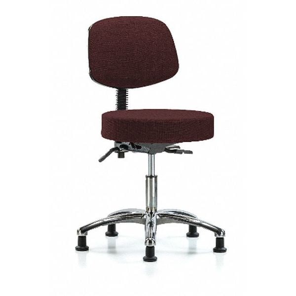 Blue Ridge Ergonomics Desk Stool, Fabric, Bk Chrome, Glides, Bur - BR-FDHST-CR-T0-RG-F41