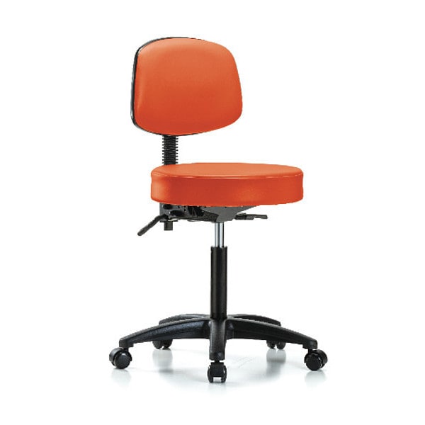 Blue Ridge Ergonomics Bench Stool, Med, Vin, Bk, Tilt, Cast, Orange - BR-VMBST-RG-T1-NF-RC-8613