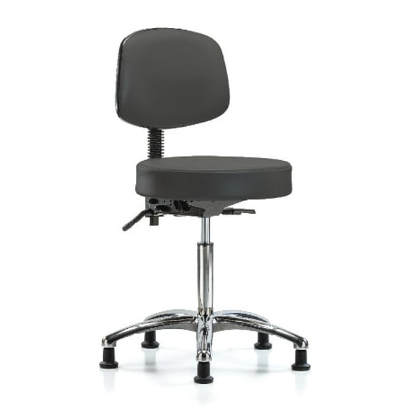 Blue Ridge Ergonomics Ben Stool, Med, Vin, Bk, Chrome, Tilt Gld, Gry - BR-VMBST-CR-T1-NF-RG-8605