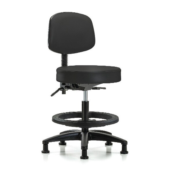 Blue Ridge Ergonomics Bench Stool, Med, Vin, Bk, BF, Glides, BLK - BR-VMBST-RG-T0-BF-RG-8540