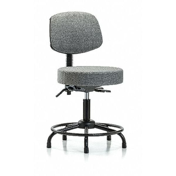 Blue Ridge Ergonomics Bench Stool, Med, Fab, Bk, RT, Glides, Gry - BR-FMBST-RT-T0-RG-F44