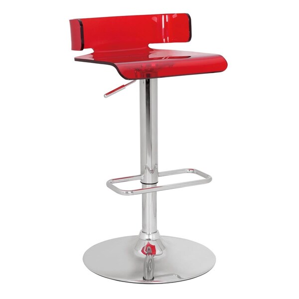 Homeroots 26-35 x 15 x 16 in. Adjustable Stool with Swivel, Red & Chrome - 285447