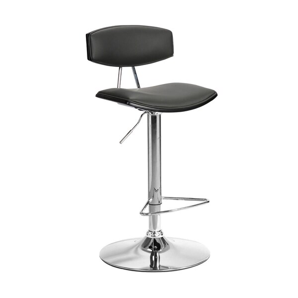 Gfancy Fixtures Gray Faux Leather Adjustable Chrome Base Swivel Bar Stool - GF3684189