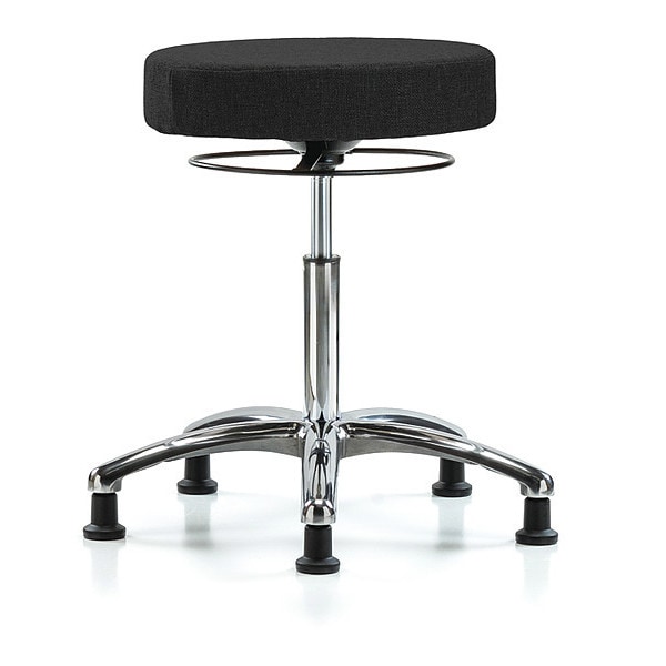 Blue Ridge Ergonomics Bench Stool, Med, Fabric, Chrome, Glides Blk - BR-FMBSO-CR-NF-RG-F42
