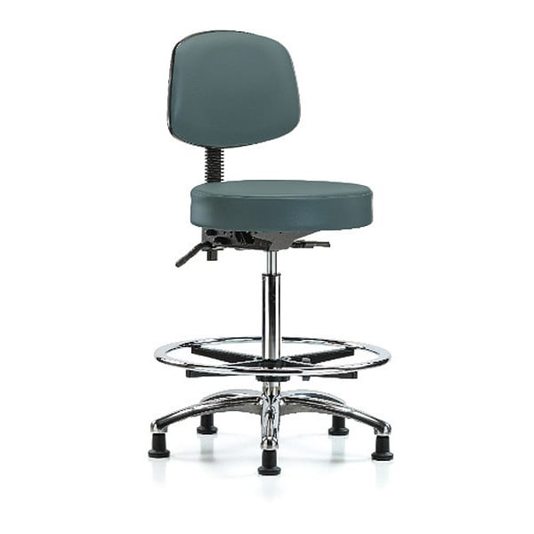 Blue Ridge Ergonomics Ben Stool, Hi, Vinyl, Bk, CF, Gld, Blu - BR-VHBST-CR-T1-CF-RG-8546