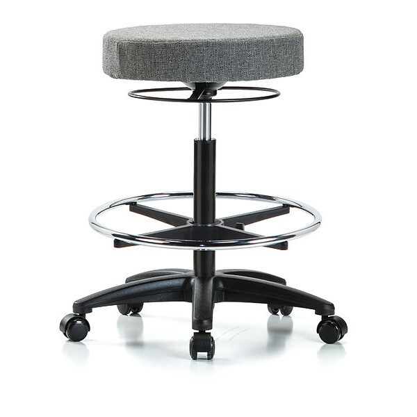 Blue Ridge Ergonomics Bench Stool, Hi, Fabric, CF, Casters, Gry - BR-FHBSO-RG-CF-RC-F44