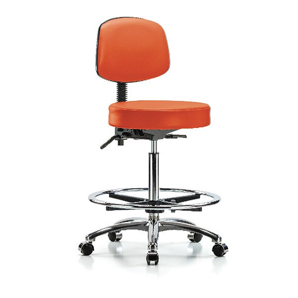 Blue Ridge Ergonomics Ben Stool, Hi, Vinyl, Bk, CF, Cast, Orange - BR-VHBST-CR-T1-CF-CC-8613