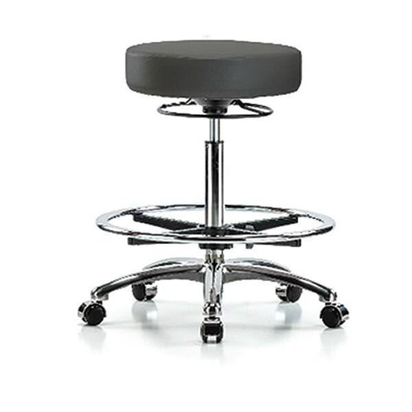 Blue Ridge Ergonomics Bench Stool, Hi, Chrm, Vin, CF, Castrs, Gry - BR-VHBSO-CR-CF-CC-8605
