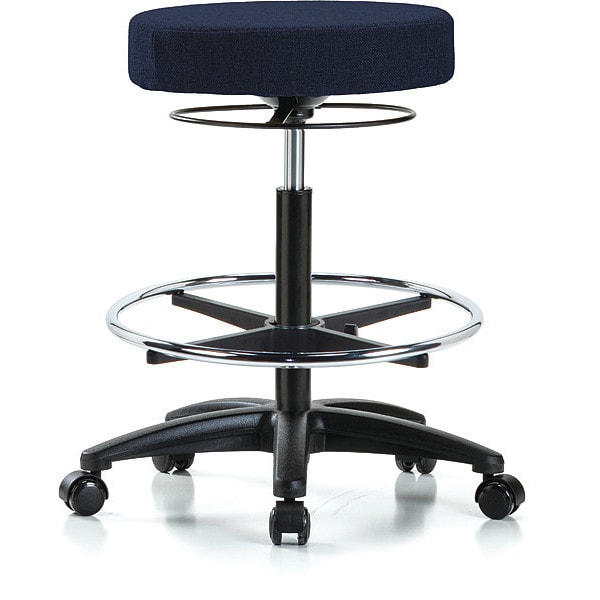 Blue Ridge Ergonomics Bench Stool, Hi, Fabric, CF, Casters, Nav - BR-FHBSO-RG-CF-RC-F45