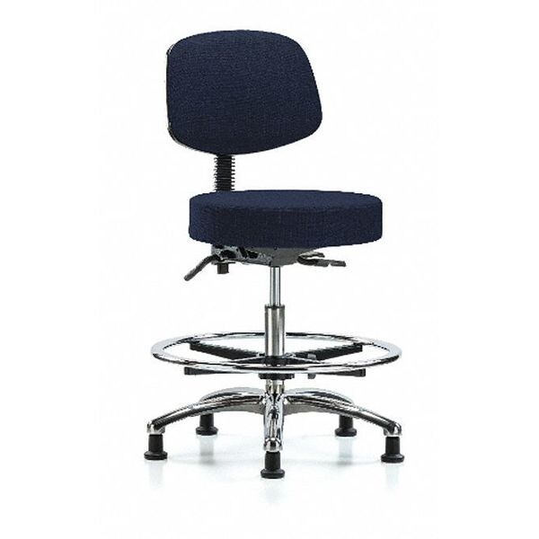 Blue Ridge Ergonomics Bench Stool, Med, Fab, Bk Chrm, CF, Gld Nav - BR-FMBST-CR-T0-CF-RG-F45