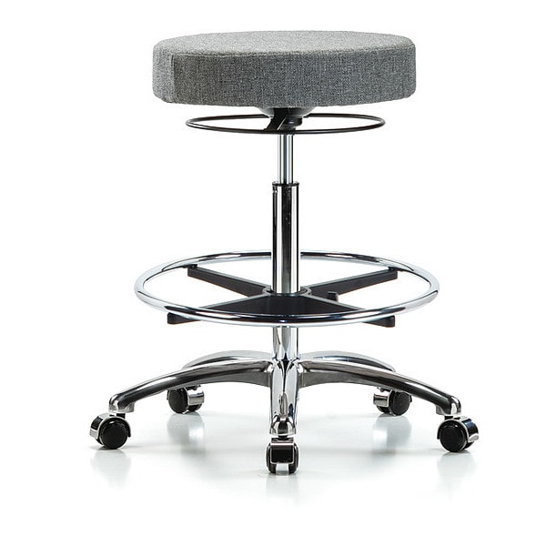 Blue Ridge Ergonomics Bench Stool, Hi, Fabric, Chrom, CF, Cstr, Gry - BR-FHBSO-CR-CF-CC-F44