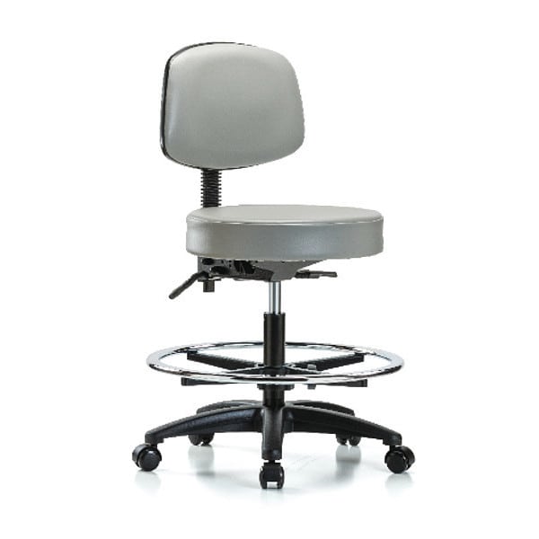 Blue Ridge Ergonomics Bench Stool, Med, Vinyl, Bk, CF, Casters, Dov - BR-VMBST-RG-T0-CF-RC-8567