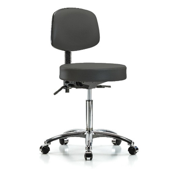 Blue Ridge Ergonomics Bench Stool, Med, Vin, Bk Chrome, Cast, Gry - BR-VMBST-CR-T0-NF-CC-8605