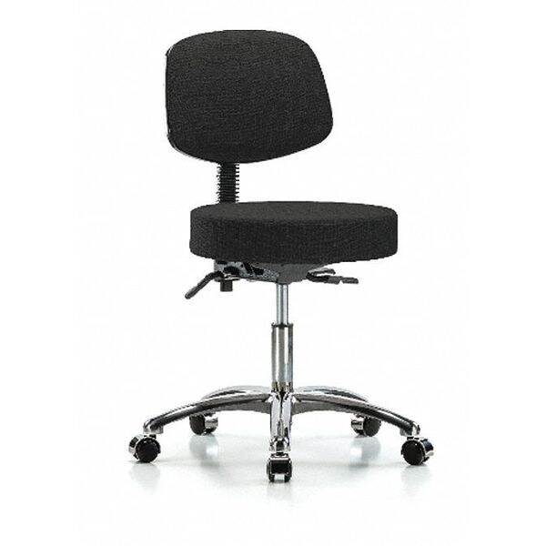 Blue Ridge Ergonomics Desk Stool, Fabric, Bk Chrome, Casters, Blk - BR-FDHST-CR-T0-CC-F42
