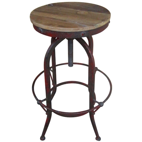 Progressive Furniture Boho Adjustable Swivel Stool With Red Metal Base - A115-42R
