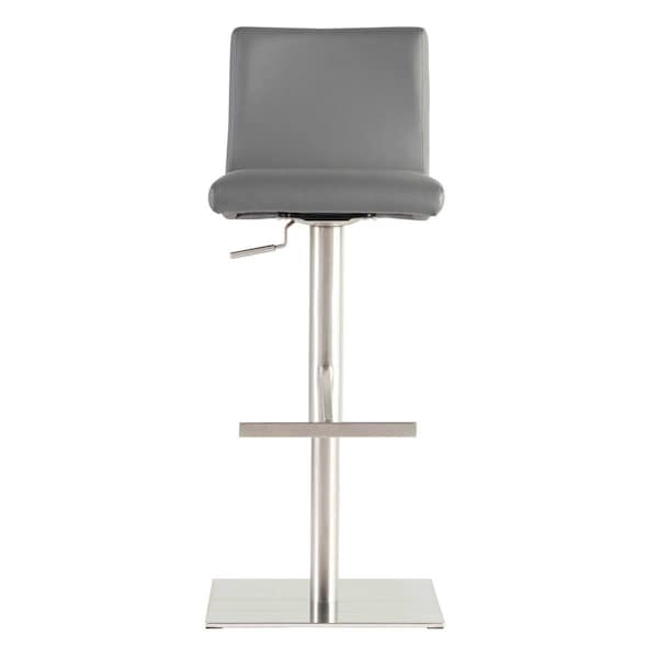 Homeroots Adjustable Faux Leather Aluminum Stool, Gray - 400626