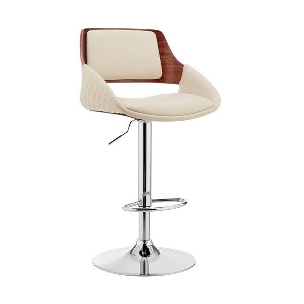 Seatsolutions Colby Adjustable Cream Faux Leather & Chrome Finish Bar Stool - SE2756413