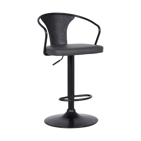 Gfancy Fixtures Gray Faux Leather & Metal Base Adjustable Bar Stool - GF3684212