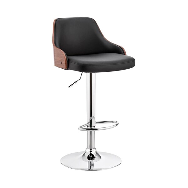 Homeroots Black Faux Leather Adjustable Modern Bar Stool - 476879
