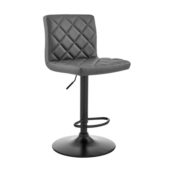 Gfancy Fixtures Gray Faux Leather Swivel Adjustable Bar Stool - GF3096062