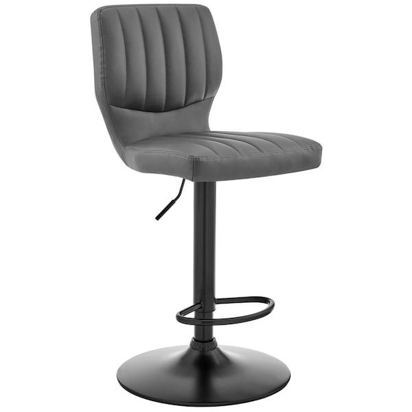 Homeroots Gray Faux Leather Textured Adjustable Bar Stool - 476897