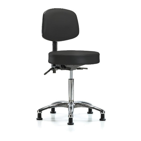 Blue Ridge Ergonomics Bench Stool, Med, Vin, Bk, Chrome, Glides BLK - BR-VMBST-CR-T0-NF-RG-8540