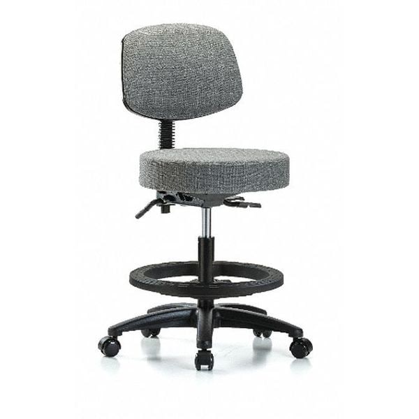 Blue Ridge Ergonomics Bench Stool, Med, Fab, Bk, BF, Casters, Gry - BR-FMBST-RG-T0-BF-RC-F44