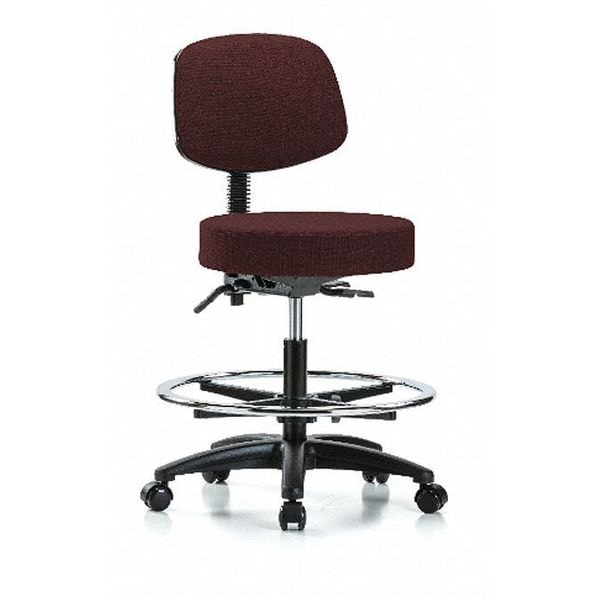 Blue Ridge Ergonomics Bech Stool, Med, Fab, Bk, Tilt, CF, Cast, Bur - BR-FMBST-RG-T1-CF-RC-F41