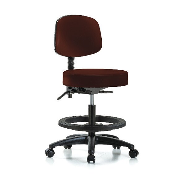 Blue Ridge Ergonomics Bench Stool, Med, Vin, Bk, BF, Cast, Burg, Frame Material: Nylon Reinforced Fiberglass - BR-VMBST-RG-T0-BF-RC-8569