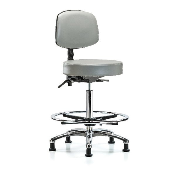 Blue Ridge Ergonomics Ben Stool, Hi, Vinyl, Bk, CF, Gld, Dov - BR-VHBST-CR-T1-CF-RG-8567