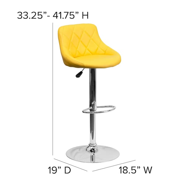 Flash Furniture Yellow Vinyl Barstool, PK2 - 2-CH-82028A-YEL-GG