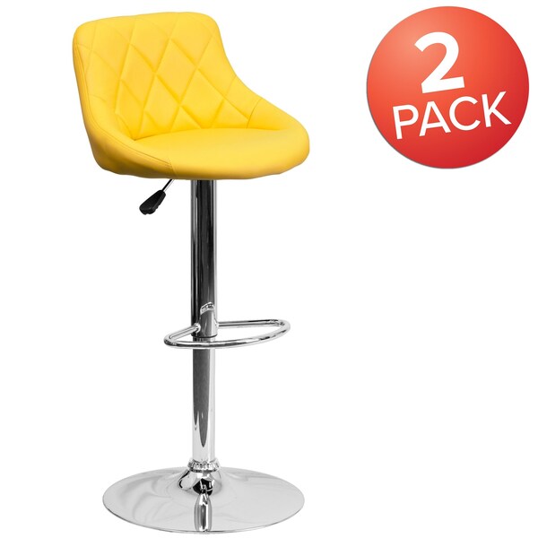 Flash Furniture Yellow Vinyl Barstool, PK2 - 2-CH-82028A-YEL-GG