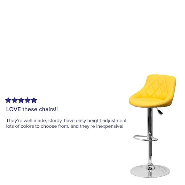 Flash Furniture Yellow Vinyl Barstool, PK2 - 2-CH-82028A-YEL-GG