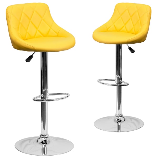 Flash Furniture Yellow Vinyl Barstool, PK2 - 2-CH-82028A-YEL-GG