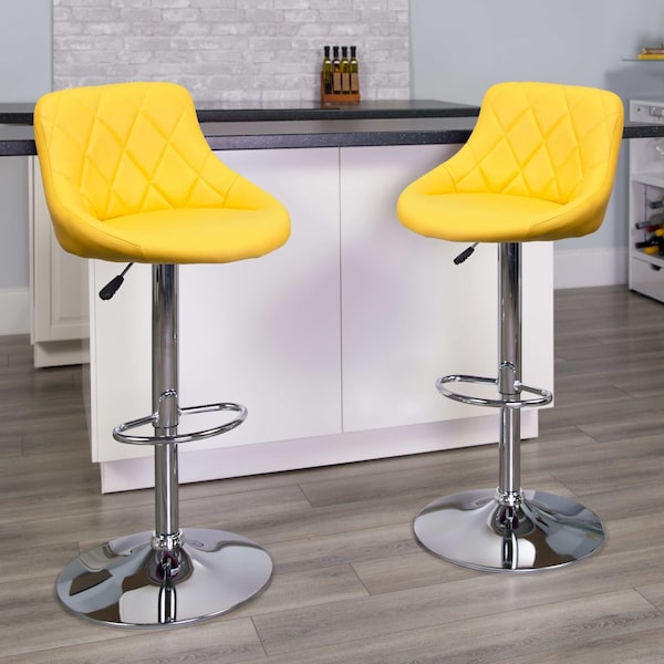Flash Furniture Yellow Vinyl Barstool, PK2 - 2-CH-82028A-YEL-GG