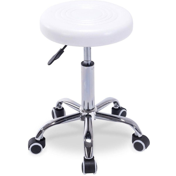 Newalthlete Salon Spa Stool Round Seat Hydraulic Adjustable Height, White - NE3113366