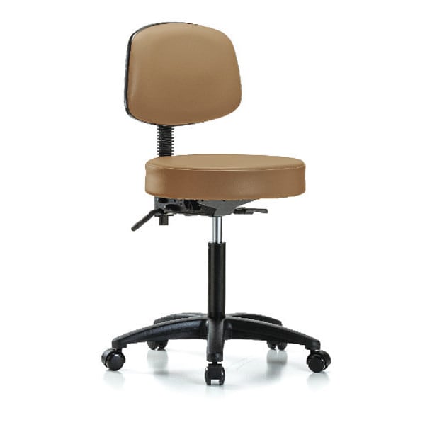 Blue Ridge Ergonomics Bench Stool, Med, Vin, Bk, Tilt, Cast, Taupe - BR-VMBST-RG-T1-NF-RC-8584