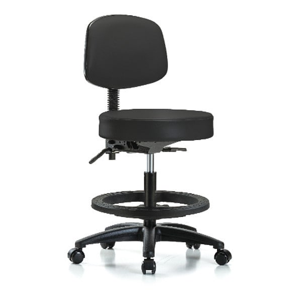 Blue Ridge Ergonomics Bench Stool, Med, Vin, Bk, Tilt, BF, Cast, BLK - BR-VMBST-RG-T1-BF-RC-8540