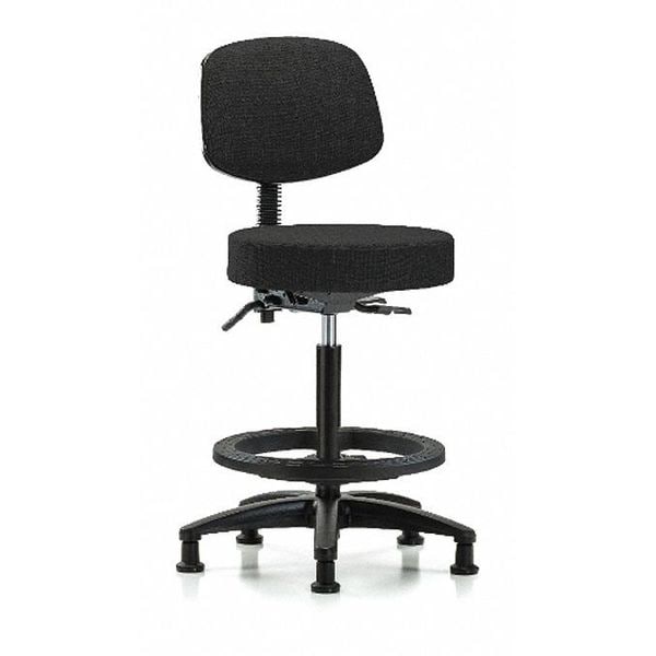 Blue Ridge Ergonomics Bench Stool, Hi, Fabric, Bk, BF, Glides, Blk - BR-FHBST-RG-T0-BF-RG-F42