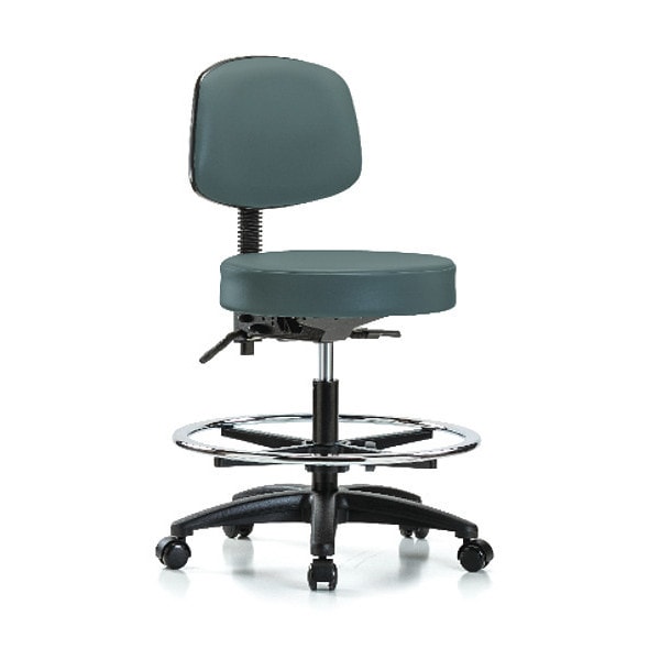 Blue Ridge Ergonomics BenchStool, Med, Vin, Bk, Tilt, CF, Cast, Blu - BR-VMBST-RG-T1-CF-RC-8546