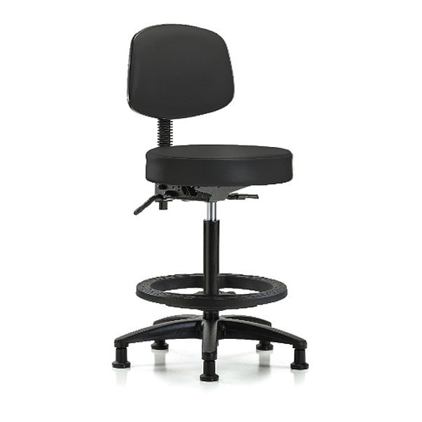 Blue Ridge Ergonomics Bench Stool, Hi, Vinl, Bk, Tilt, BF, Gld, BLK - BR-VHBST-RG-T1-BF-RG-8540