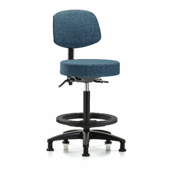 Blue Ridge Ergonomics Bench Stool, Hi, Fab, Bk, Tilt, BF, Gld, Blu - BR-FHBST-RG-T1-BF-RG-F43