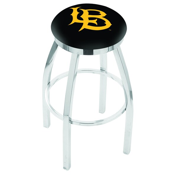 Holland Bar Stool Co 25" Chrome Long Beach State University Swivel Bar Stool, Accent Ring - L8C2C25LBSTUN