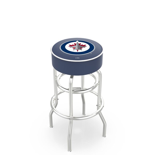 Holland Bar Stool Co 30" Winnipeg Jets Cushion Seat, 2-Ring Chrome Swivel Bar Stool - L7C130WINJET
