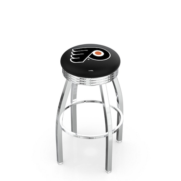 Holland Bar Stool Co 30" Chrome Philadelphia Flyers Swivel Bar Stool, Accent Ring - L8C3C30PHIFLY-B