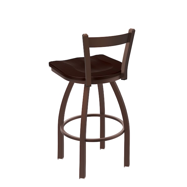 Holland Bar Stool Co 30" Low Back Swivel Bar Stool, Bronze Finish, Dark Cherry Maple Seat - 82130BZDCMPL